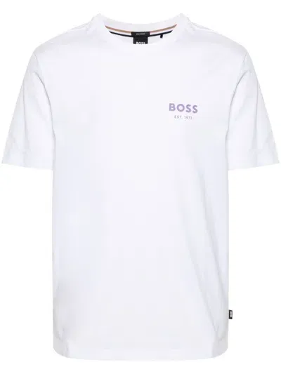 Hugo Boss Rubber Logo Cotton T-shirt In White