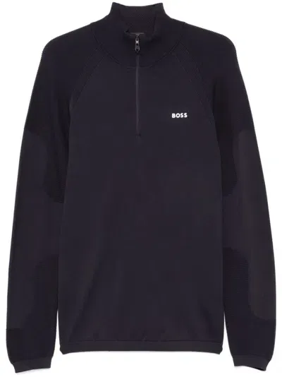 Hugo Boss Rubberised-logo Sweater In 蓝色