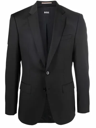 Hugo Boss Single-breasted Virgin Wool Blazer In Black