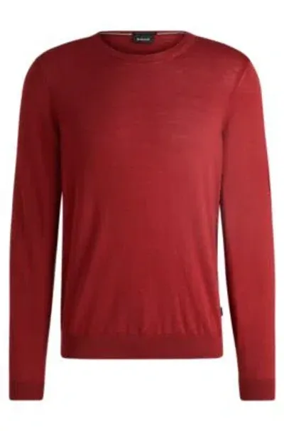 Hugo Boss Slim-fit Sweater In Virgin Wool With Crew Neckline In Red