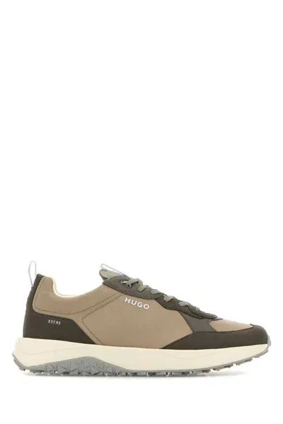 Hugo Boss Two-tone Panelled Sneakers In Brown