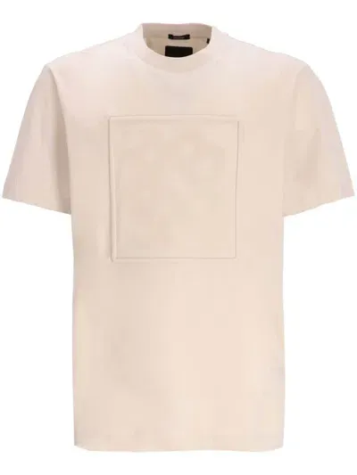 Hugo Boss Square-patch T-shirt In Neutrals