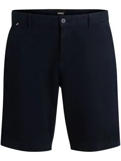 Hugo Boss Stretch-cotton Twill Shorts In Blue