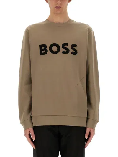 Hugo Boss Sweatshirt With Logo In Green