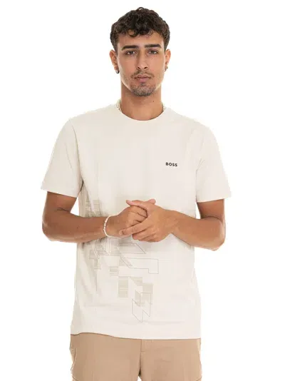 Hugo Boss Tee-jagged2 T-shirt In Cream