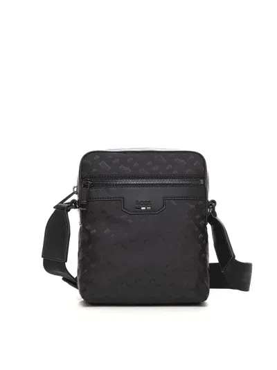 Hugo Boss Trystan-m-ns-zip Shoulder Bag In Black