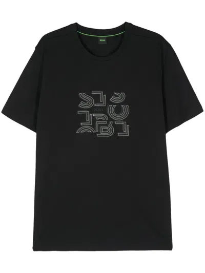 Hugo Boss Typographic Artwork T-shirt In Schwarz