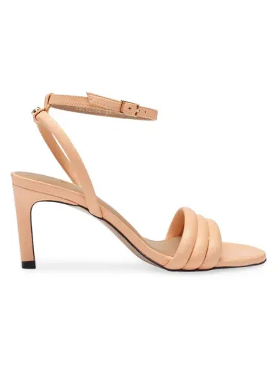 Hugo Boss Strappy Sandals In Nappa Leather With A 7cm Heel In Beige