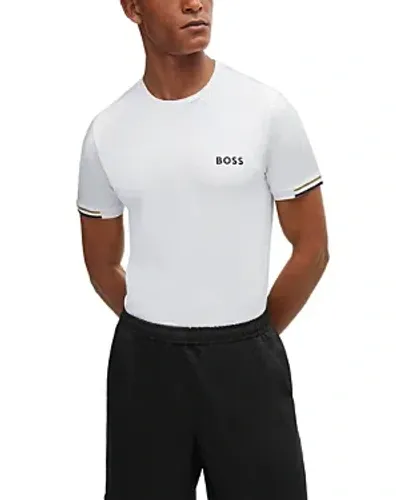 Hugo Boss X Matteo Berrettini Slim Fit Waffle Knit Tee In Wht