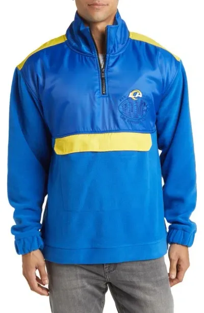 Hugo Boss Boss X Nfl Zip-neck Sweatshirt With Collaborative Branding In Rams