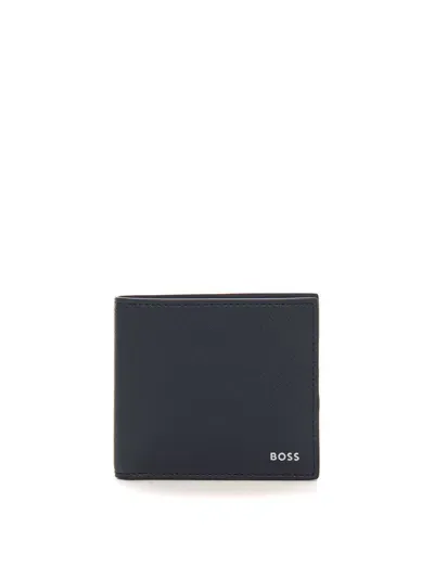 Hugo Boss Zair-4cc-coin Wallet Medium Size In Blue