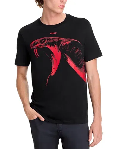 Hugo Cotton-jersey Regular-fit T-shirt With Animal Graphic In Black