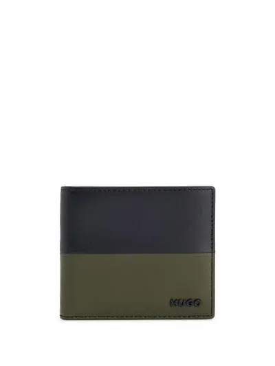 Hugo Metallic Logo Two-tone Wallet In Oxford