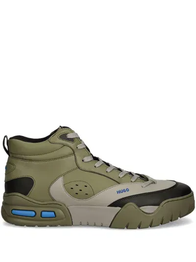 Hugo Faux-leather Sneakers In Green