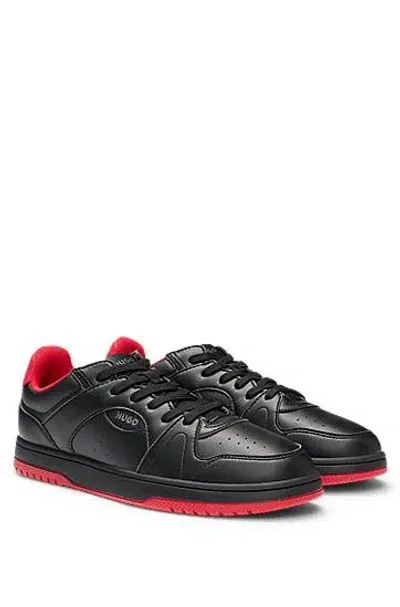 Hugo Faux-leather Trainers With Contrasting Details In Black 006