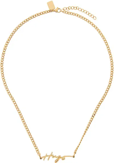 Hugo Gold Signature Necklace In 710-gold