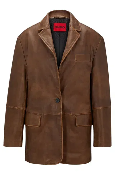 Hugo Lasabella Leather Jackets Beige In Brown