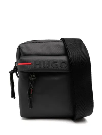 Hugo Logo-embossed Crossbody Bag In Black