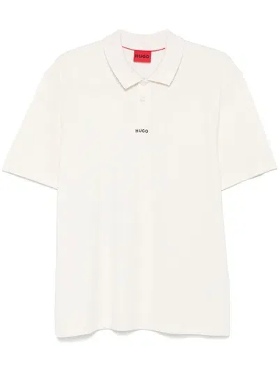 Hugo Logo-lettering Polo Shirt In White