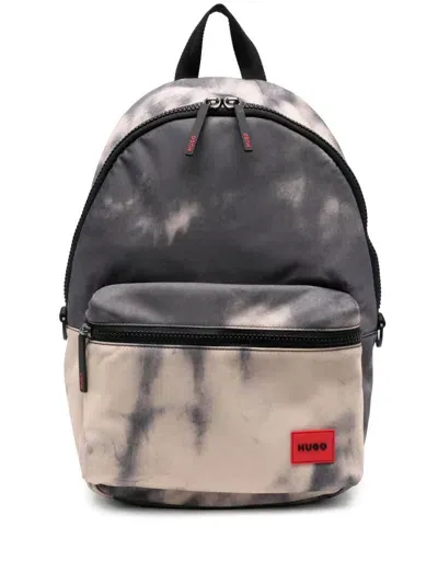 Hugo Logo-patch Backpack In Gray