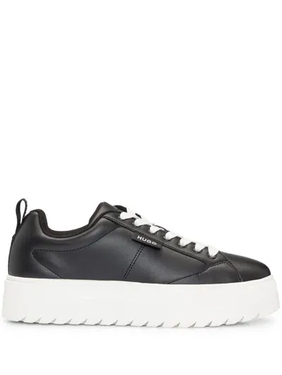 Hugo Logo-patch Platform Sneakers In Black