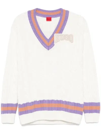 Hugo Logo-patch Sweater In 102 White