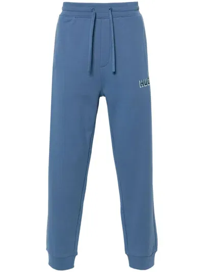 Hugo Logo-print Cotton Track Pants In Blue