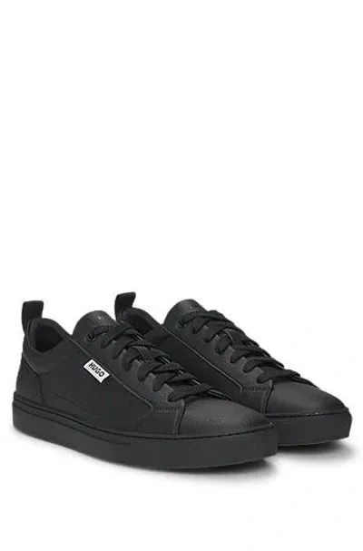 Hugo Low-top Trainers In Grained Faux Leather In Black