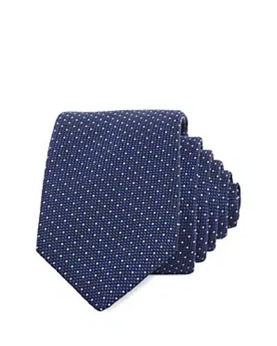 Hugo Micro Dot Silk Skinny Tie In Medium Blue