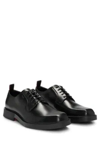 Hugo Logo-debossed Leather Monk Shoes In Black