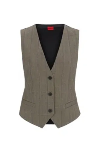 Hugo Regular-fit Waistcoat In Striped Cloth In Patterned