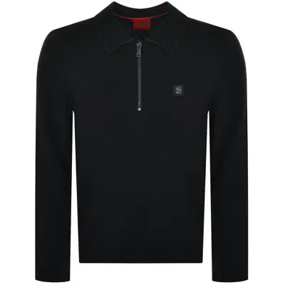 Hugo Sastoon Long Sleeve Knit Polo Black