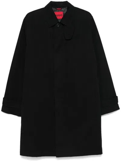 Hugo Single-breasted Trench Coat In Black