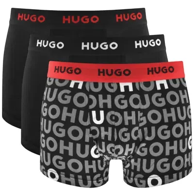 Hugo Underwear 3 Pack Trunks In Black