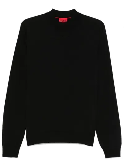 Hugo Virgin Wool Sweater In Black