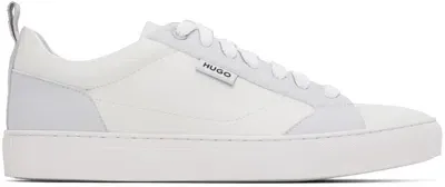 Hugo White & Gray Cupsole Faux-leather Sneakers In 124-open White