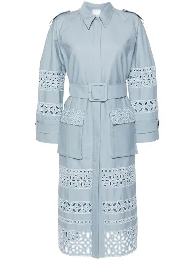 Huishan Zhang Mack Cotton Trench Coat In Blue