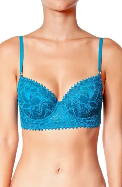 Huit Bijou Underwire Demi Bustier In Turquoise