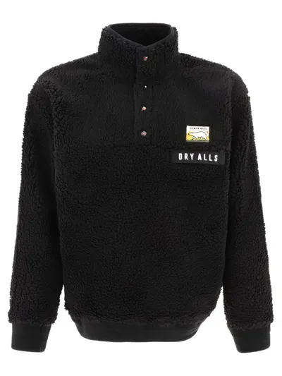 Human Made Boa Fleece Half-button Jacket In Black