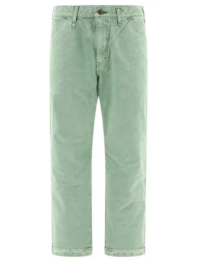 Human Made Garment Dyed Cotton Trousers In Green