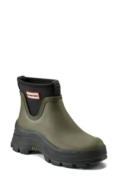 Hunter Eloise Waterproof Neoprene Boot In Ryegrass/black/black