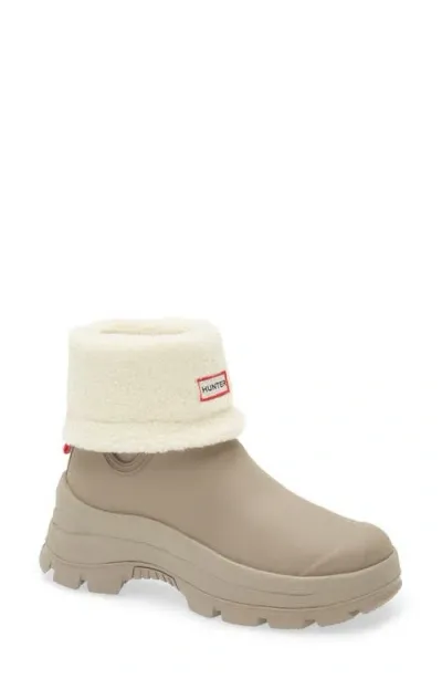 Hunter Esme Lug Sole Waterproof Snow Bootie In Medium Natural