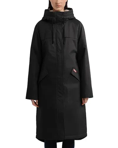 Hunter Jane Canvas Padded Longline Coat In Black