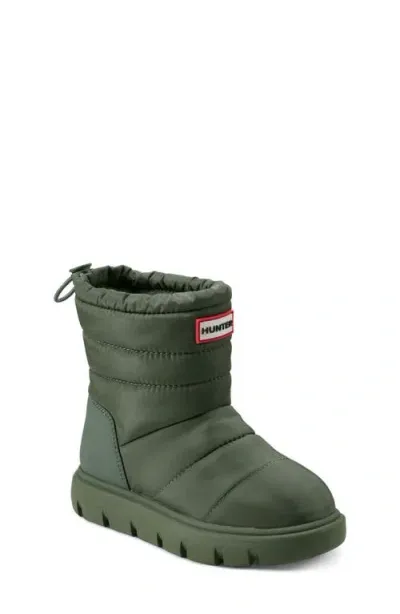 Hunter Kids' Cuddle Lug Sole Insulated Waterproof Snow Boot In Medium Green 310