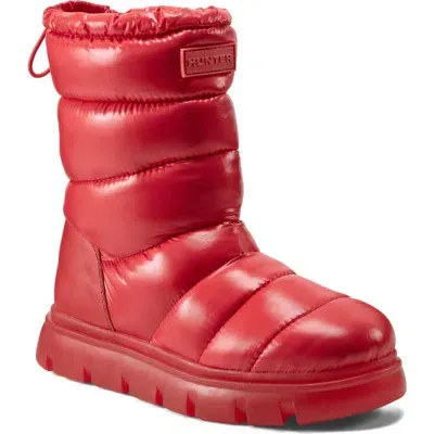 Hunter Maribel Insulated Waterproof Snow Bootie In Red