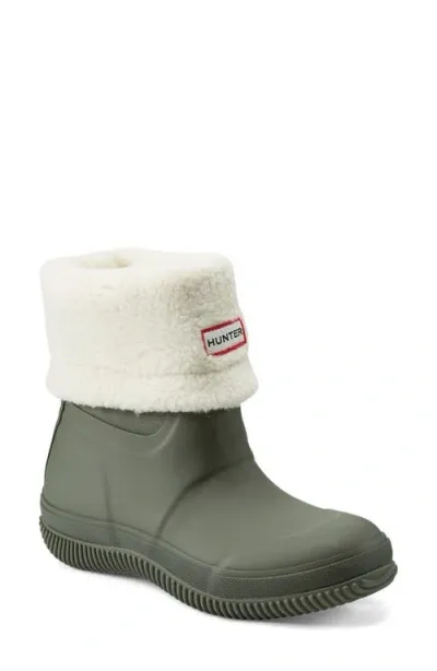 Hunter Thunor Indoor/outdoor Insulated Roll Top Waterproof Snow Boot In Galloway Green