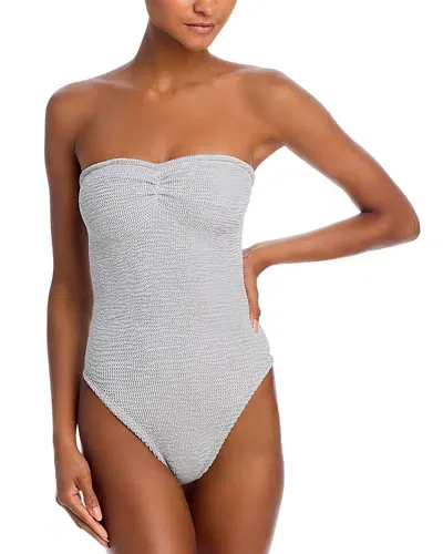 Hunza G Brooke Seersucker One Piece Swimsuit In Metallic Gray