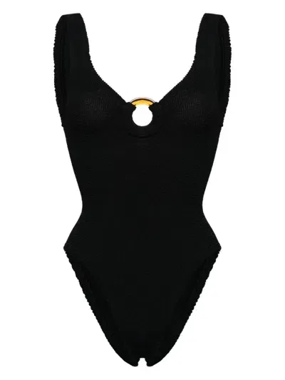 Hunza G Celine Crinkled Swimsuit In Black