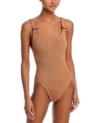 Hunza G Domino One Piece Swimsuit In Beige