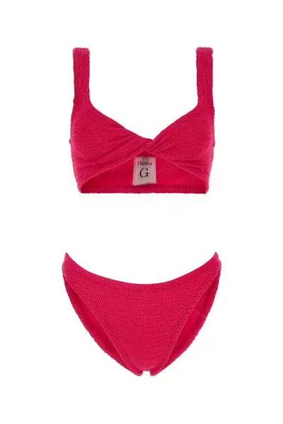 Hunza G Fuchsia Stretch Nylon Juno Bikini In Pink